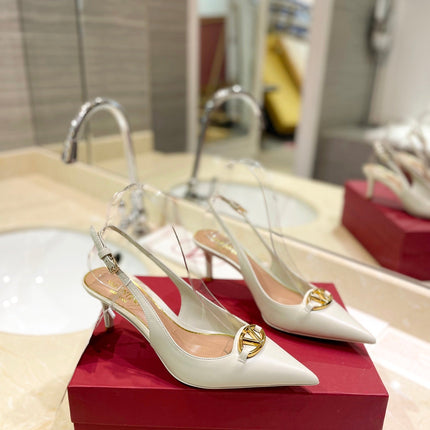VALENTINO 26S SLINGBACK PUMPS 65 MM IN CREAM WHITE CALFSKIN