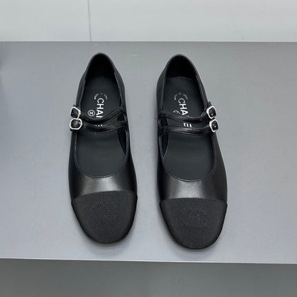 CC pearl Mary Jane flat shoes black