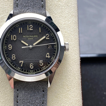 CALATRAVA WHITE GOLD CASE GRAY SUEDE STRAP